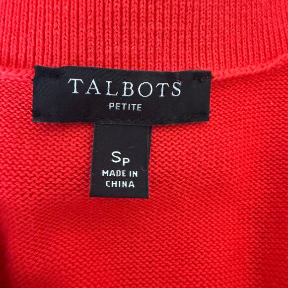 Talbots Petite Small Red Ruffle Collar Fit Flare Sweater Dress Office Siren - Picture 4 of 11